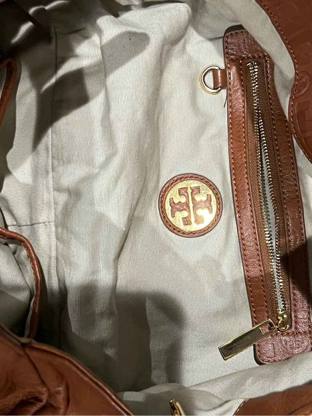 Tory Burch Embossed Brown Leather Hobo Satchel